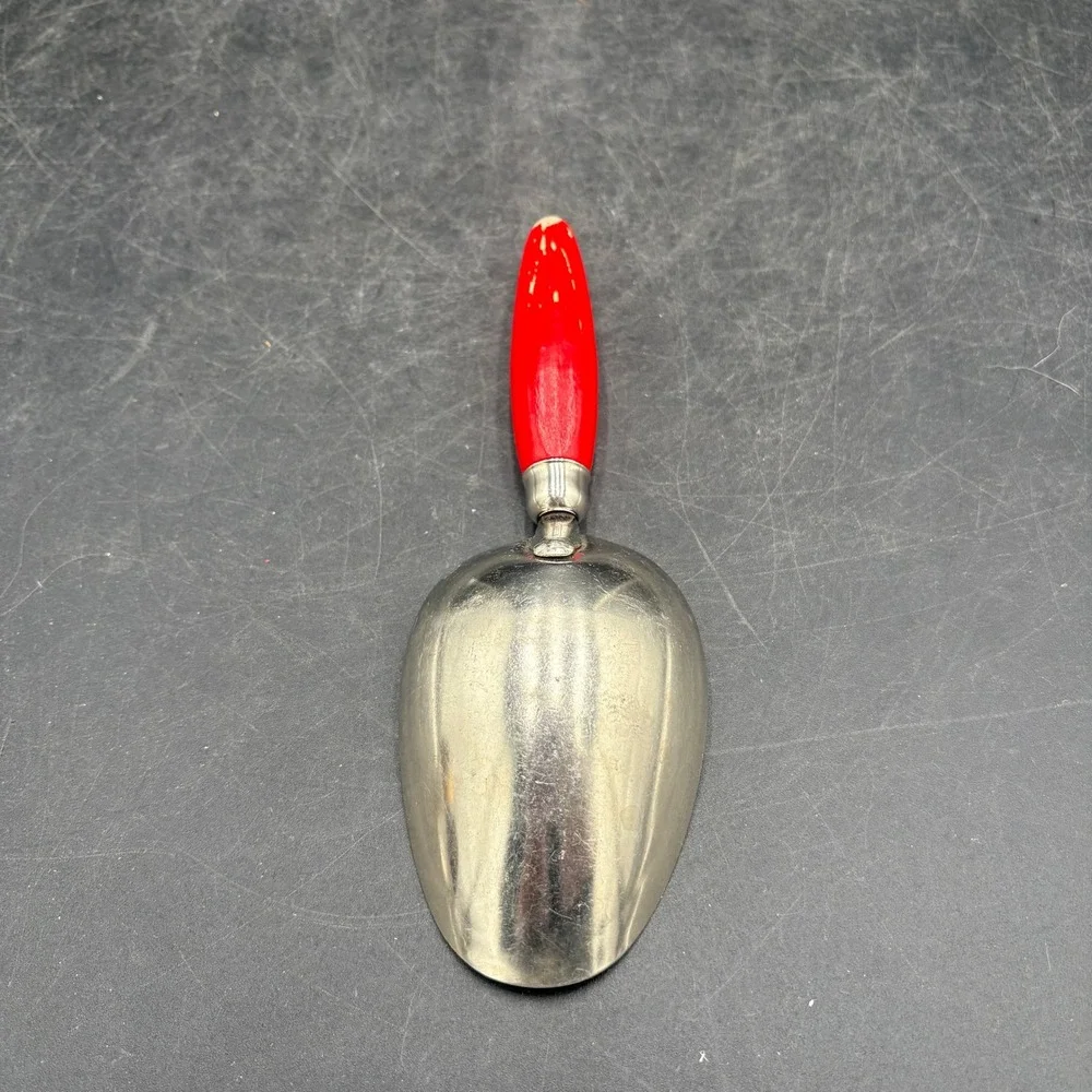 Vintage A&J Red Wood Handle 1/4 Cup Metal Kitchen Scoop Made in USA Retro Tool